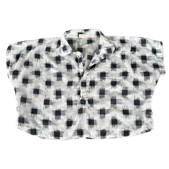CP Shades Dolman Sleeve Popover Cotton Crop Top Square Crosshatch XS Boxy GUC - Picture 4 of 11